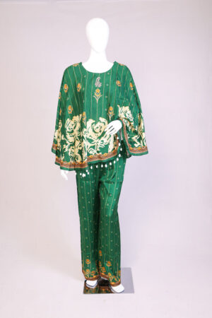green-muslin-poncho-co-ord-set-top-pant-for-women